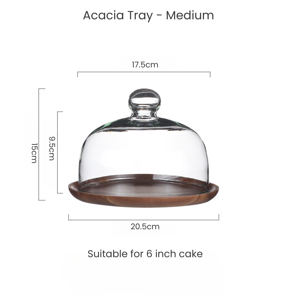 Acacia Wood Cake Stand Cake Tray With Dome for Birthday Party Wedding Event