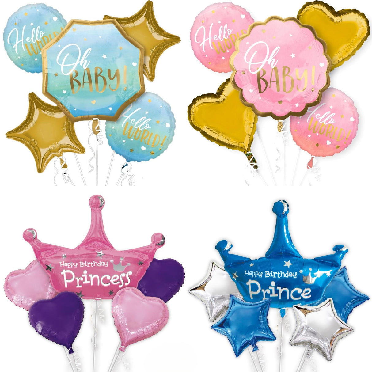 Prince Boy Baby Shower Balloon Bouquet Set