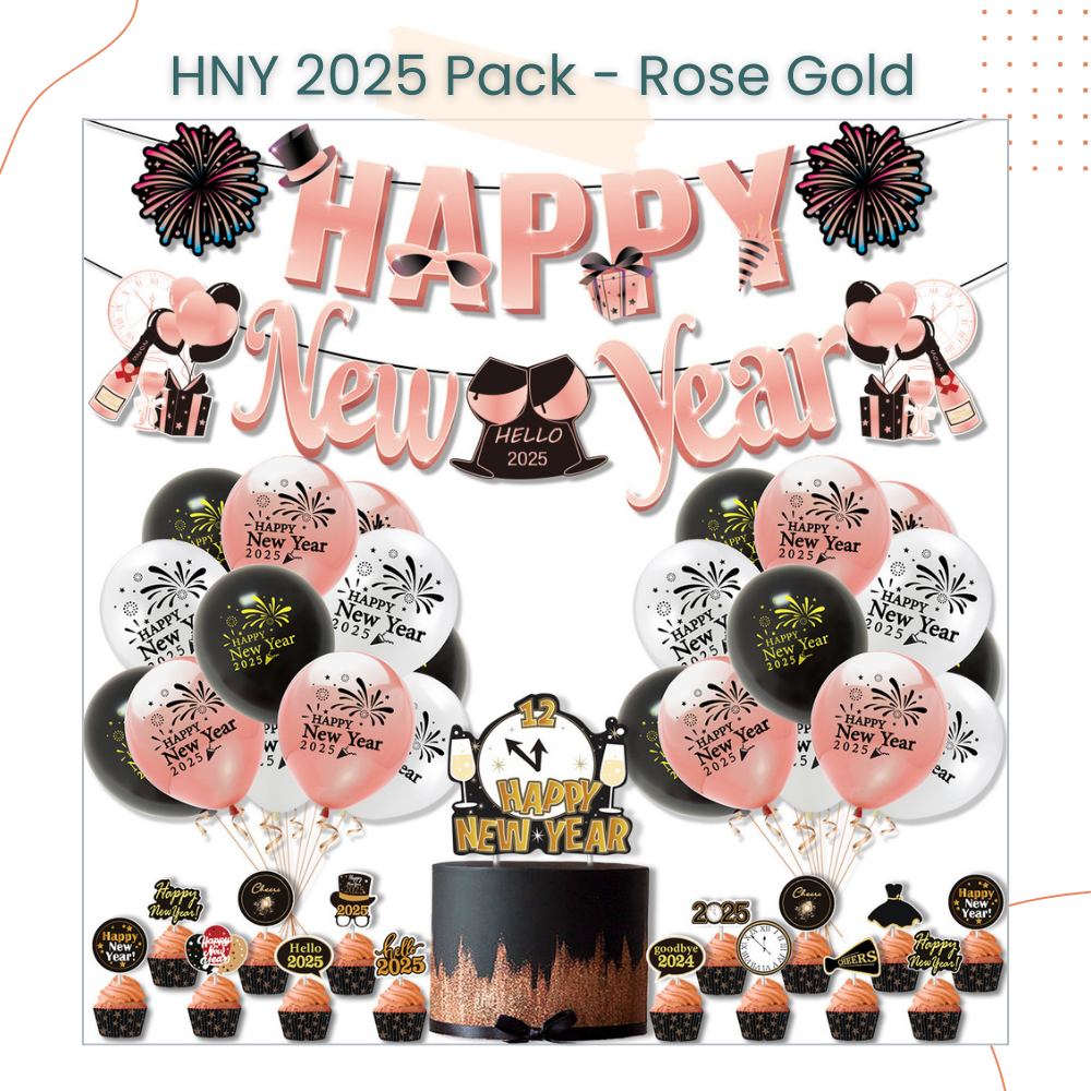 Happy New Year 2025 Balloon Decoration Pack for New Year Celebrations Parties