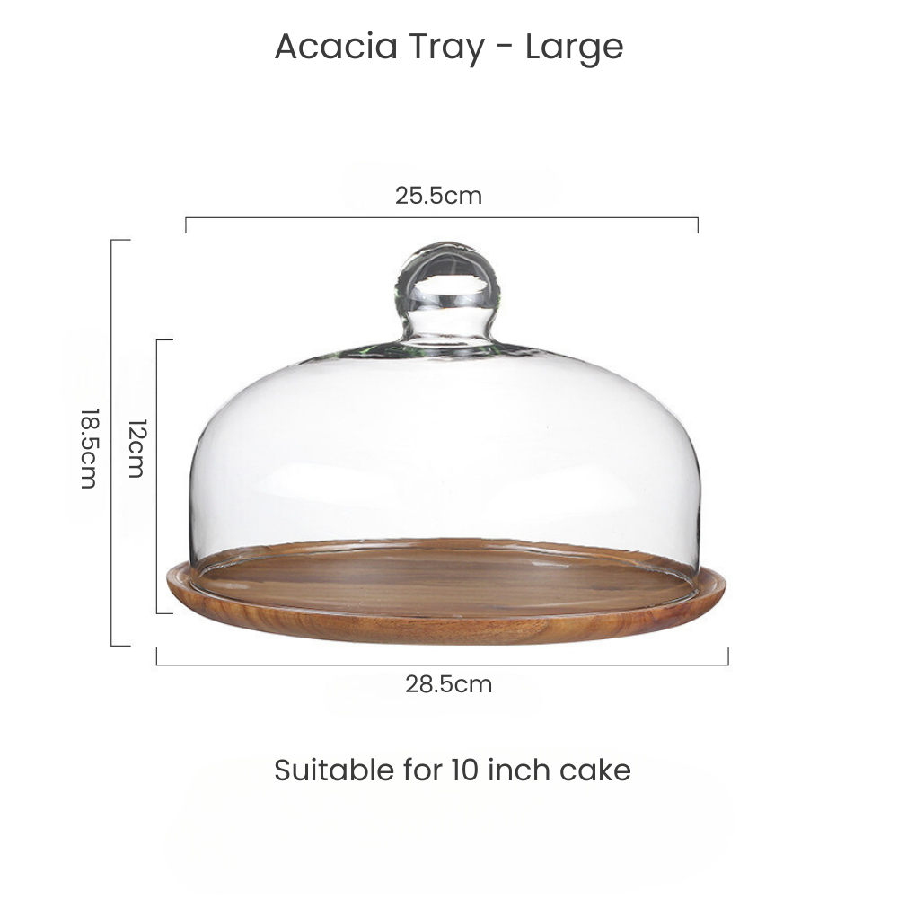 Acacia Wood Cake Stand Cake Tray With Dome for Birthday Party Wedding Event