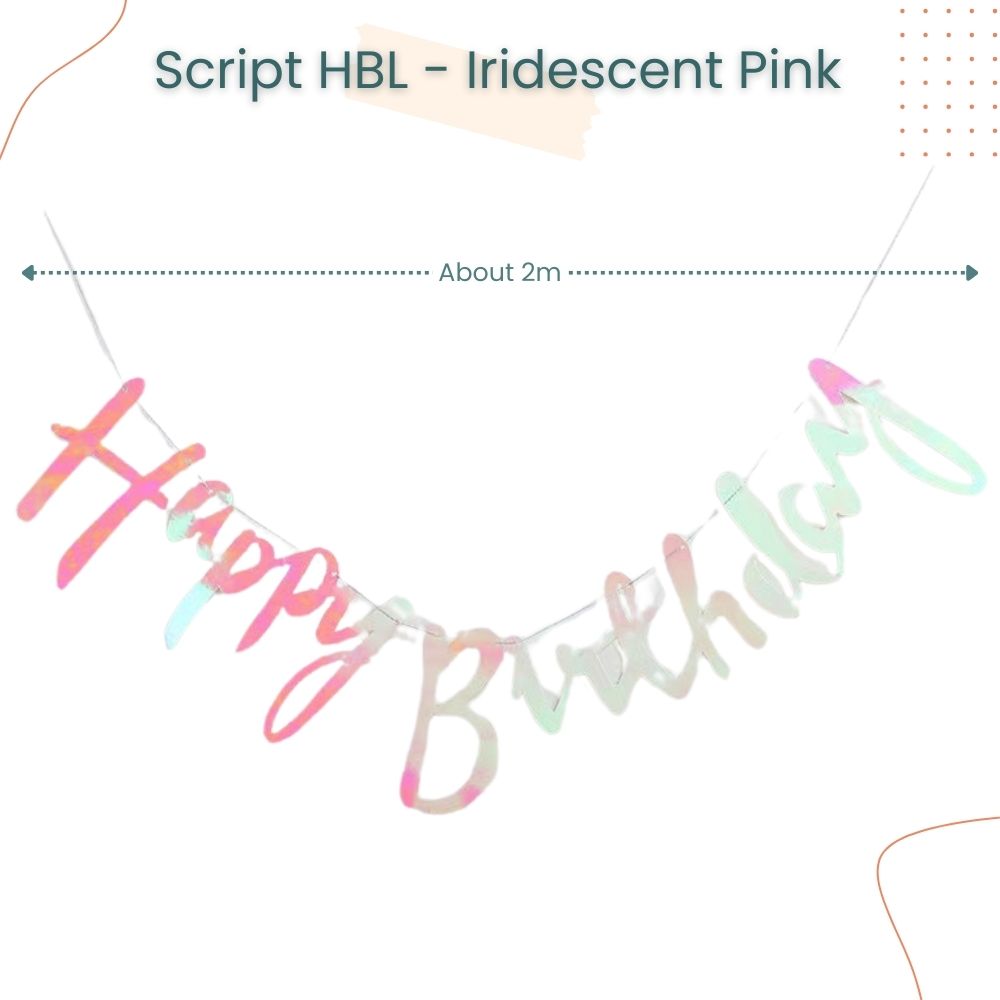 Iridescent Glitter Script Happy Birthday Banner Decoration