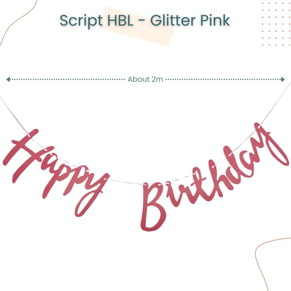Iridescent Glitter Script Happy Birthday Banner Decoration