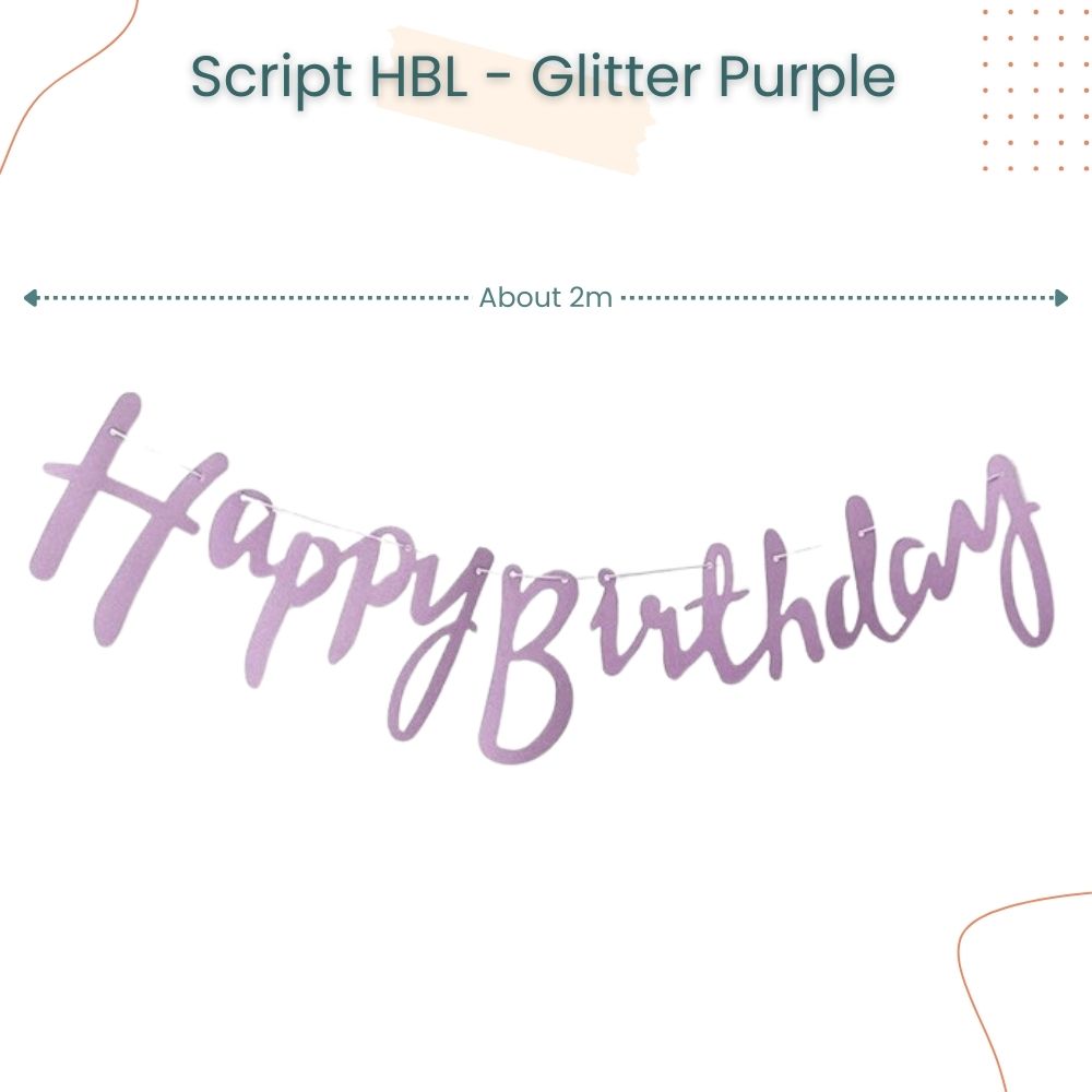 Iridescent Glitter Script Happy Birthday Banner Decoration