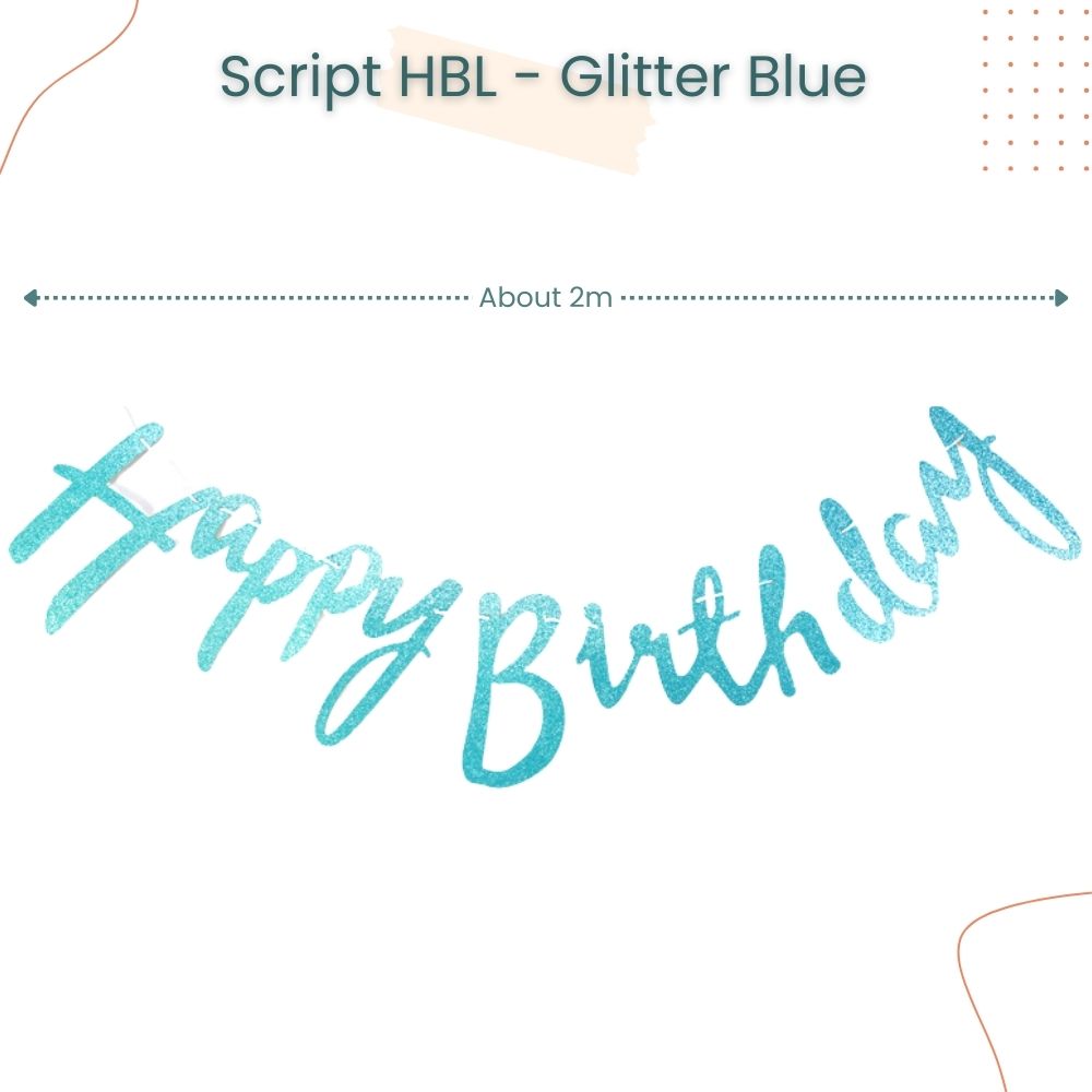 Iridescent Glitter Script Happy Birthday Banner Decoration