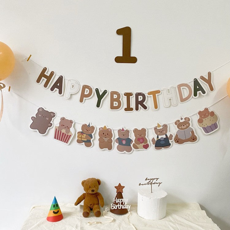Happy Birthday Bear Card Bunting Banner