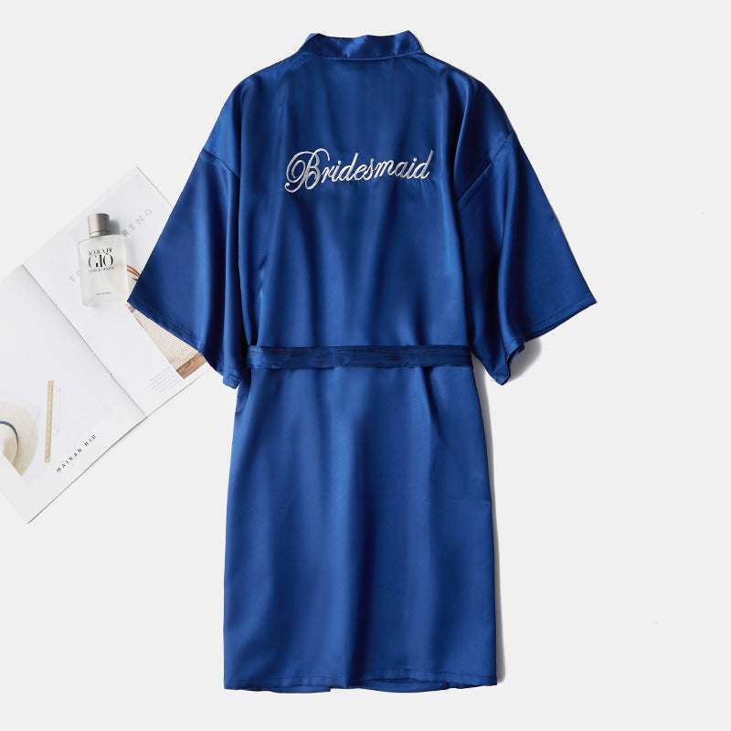 Bride To Be Bridesmaid Satin Robe - Blue