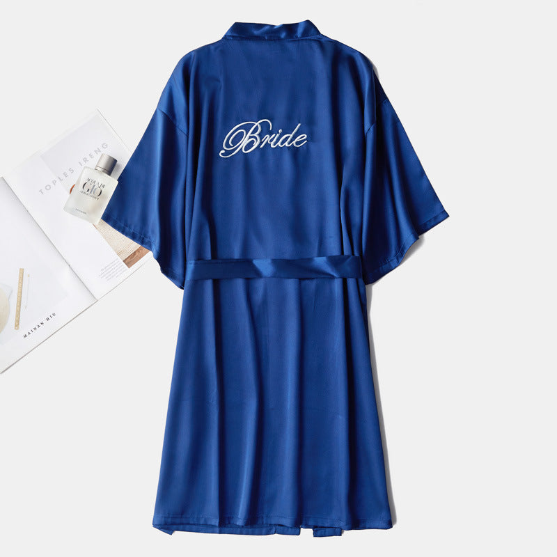Bride To Be Bridesmaid Satin Robe - Blue