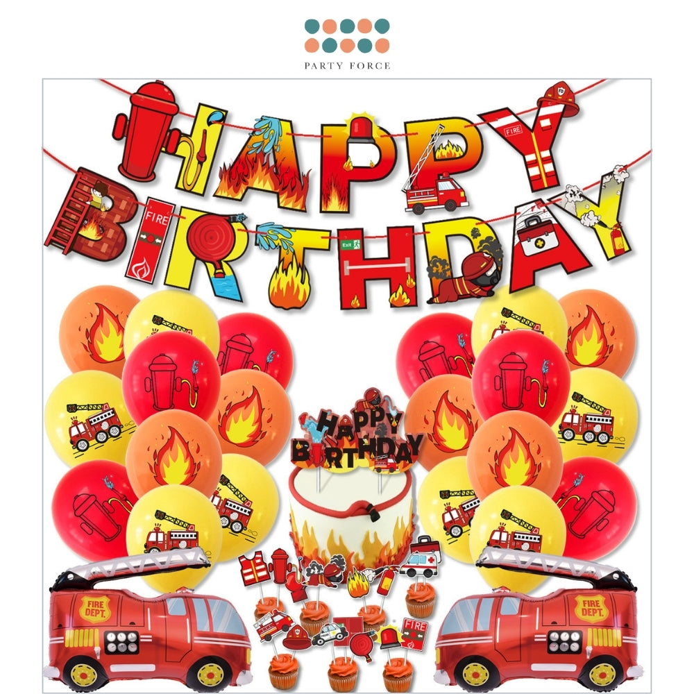Fire Engine Birthday Decoration Pack for Party Event Celebration