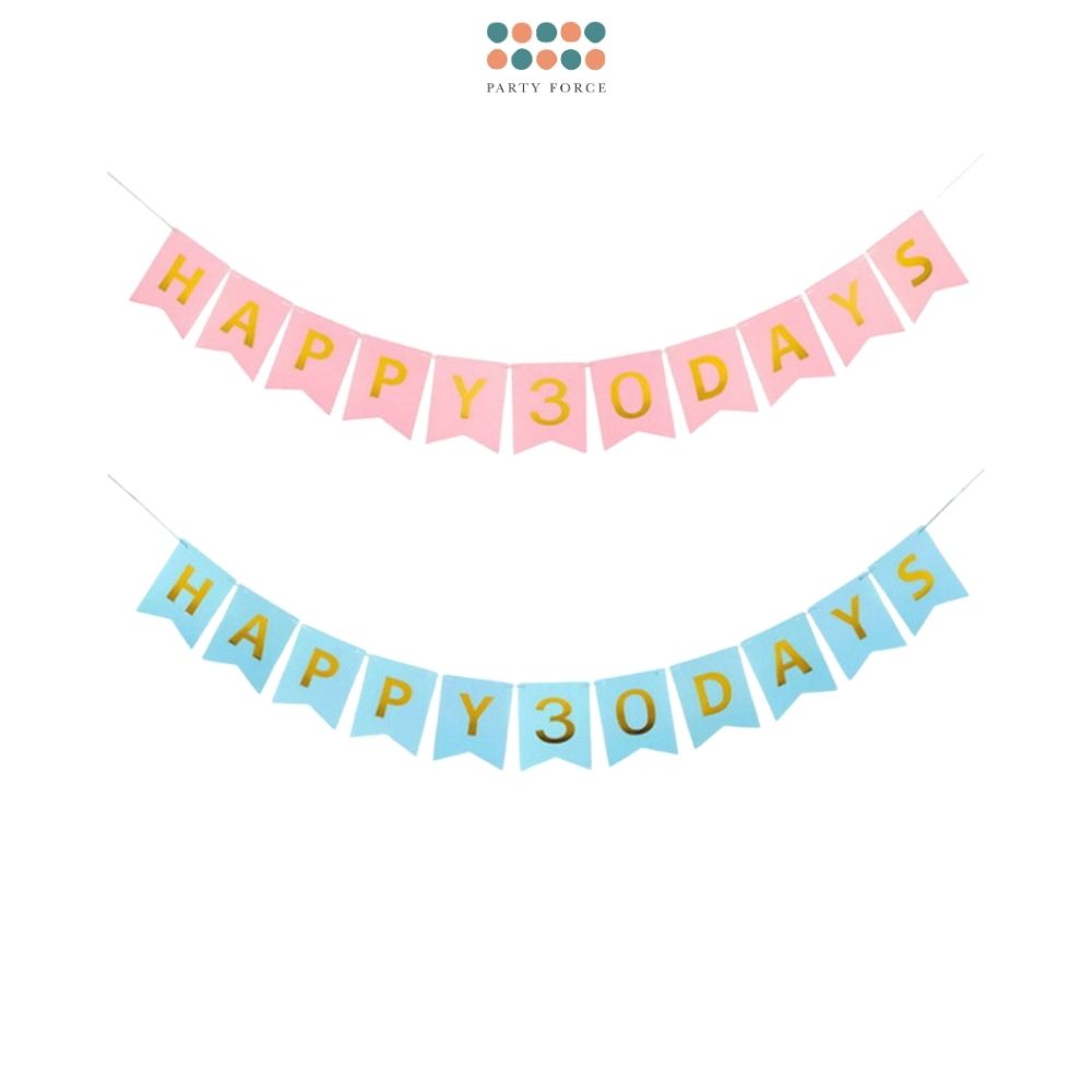 Happy 30 days banner Happy full month banner