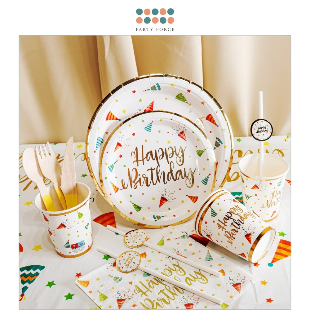 Colorful Happy Birthday Rainbow Party Hat Disposable Tableware