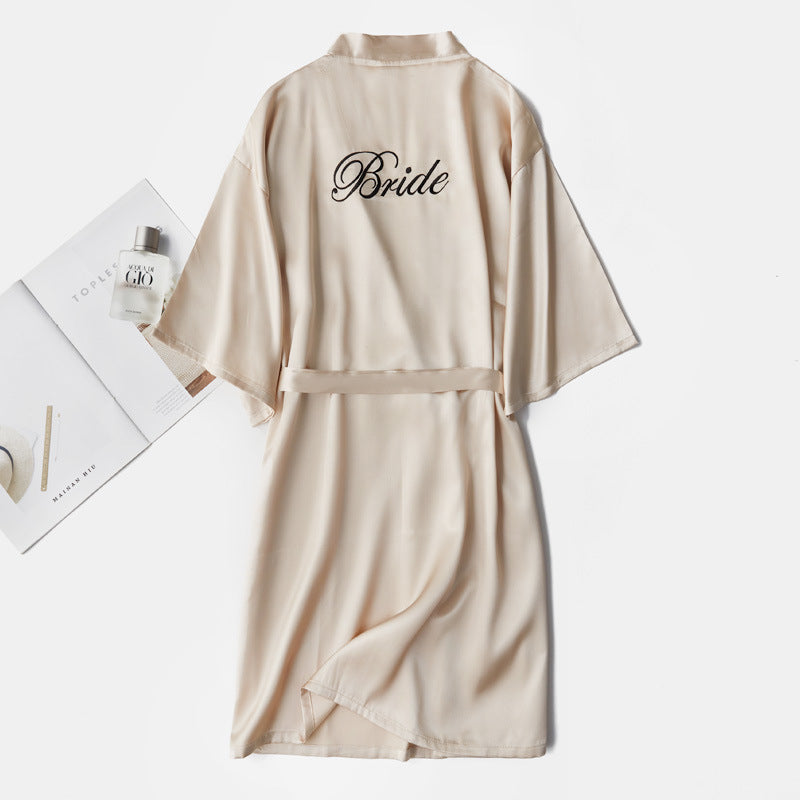 Bride To Be Bridesmaid Satin Robe - Champagne