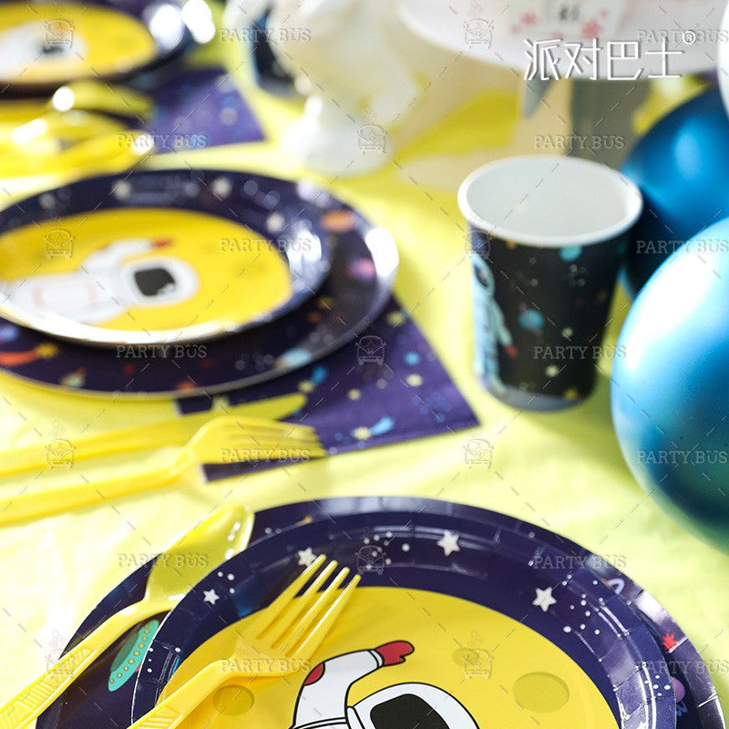 Space Theme Napkins Tableware paper plates for kids birthday parties events