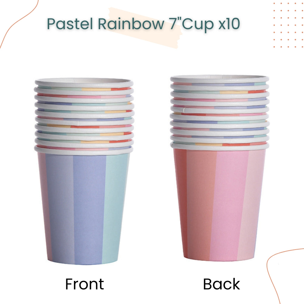 Pastel Happy Birthday Rainbow Disposable Tableware