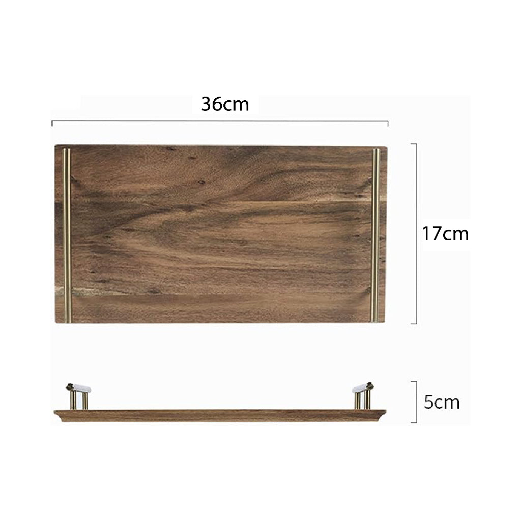 Wooden Serving Tray with Metal Handles (2 size options)