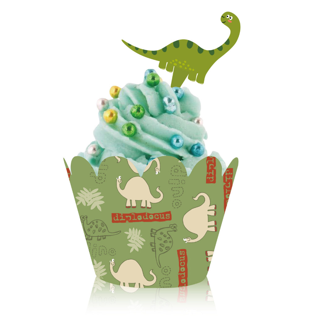 Dino Cupcake Paper Wrapper and Topper Set