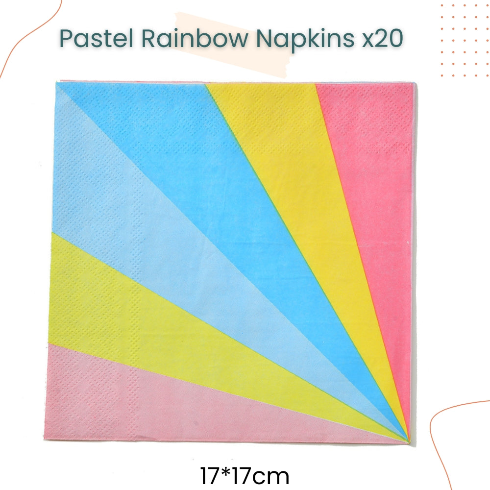 Pastel Happy Birthday Rainbow Disposable Tableware