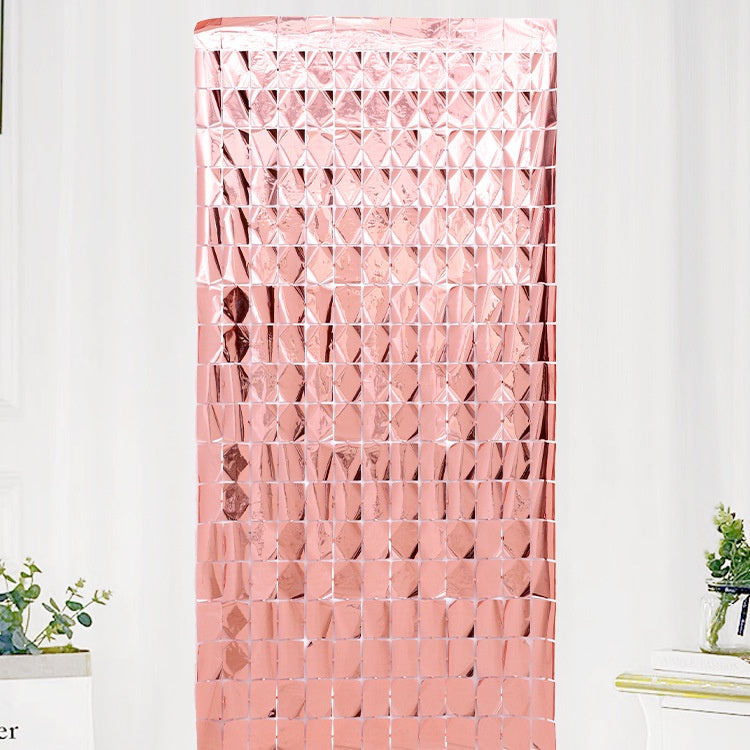 Sequin Tinsel Curtain Backdrop Square - Rose Gold
