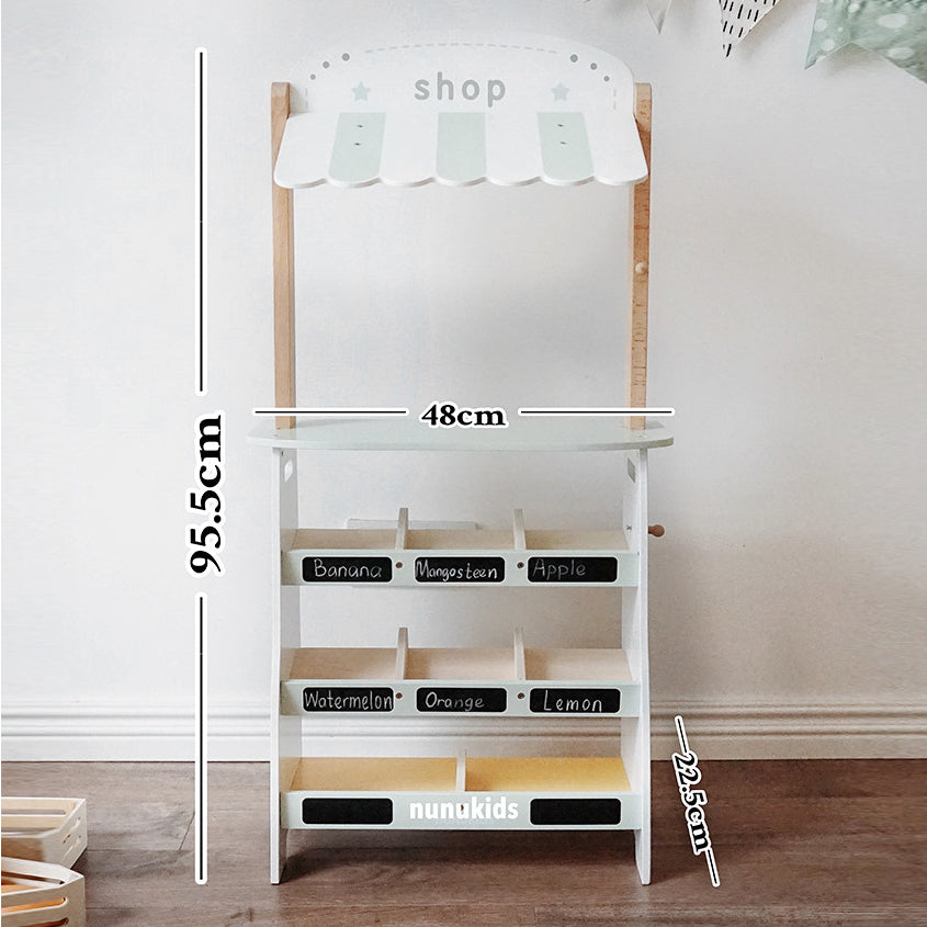 Nunukids Wooden Fruit Grocery Cart Trolley Play Set