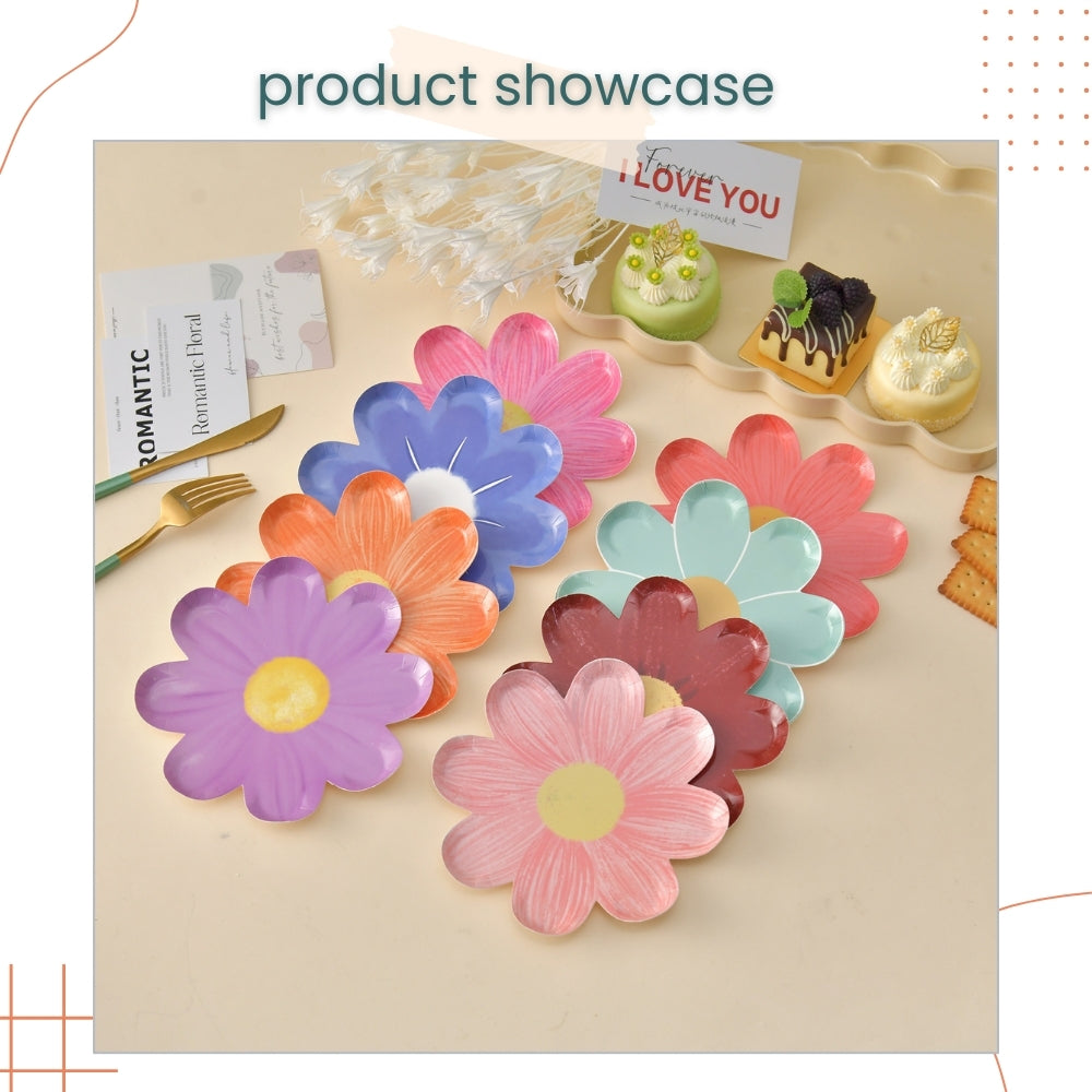 Colorful Rainbow Daisy Disposable Plates Napkins Tableware for Birthday Party