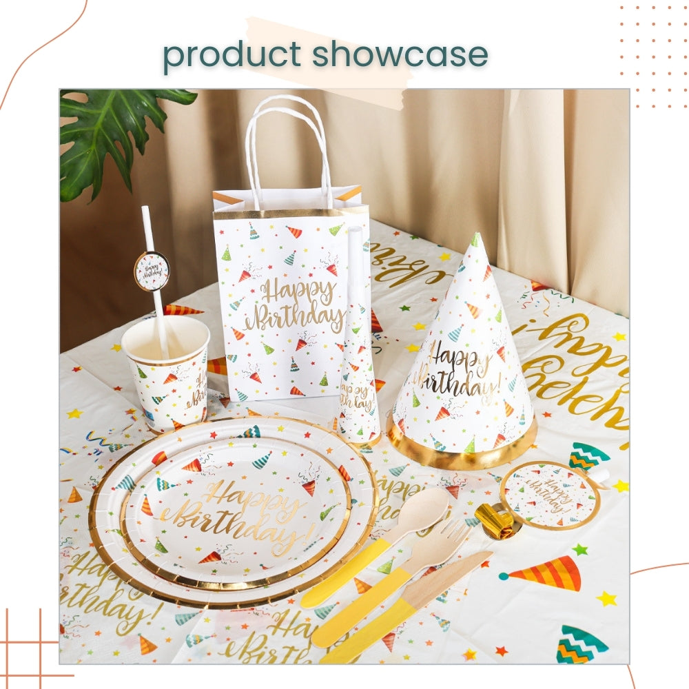 Colorful Happy Birthday Rainbow Party Hat Disposable Tableware