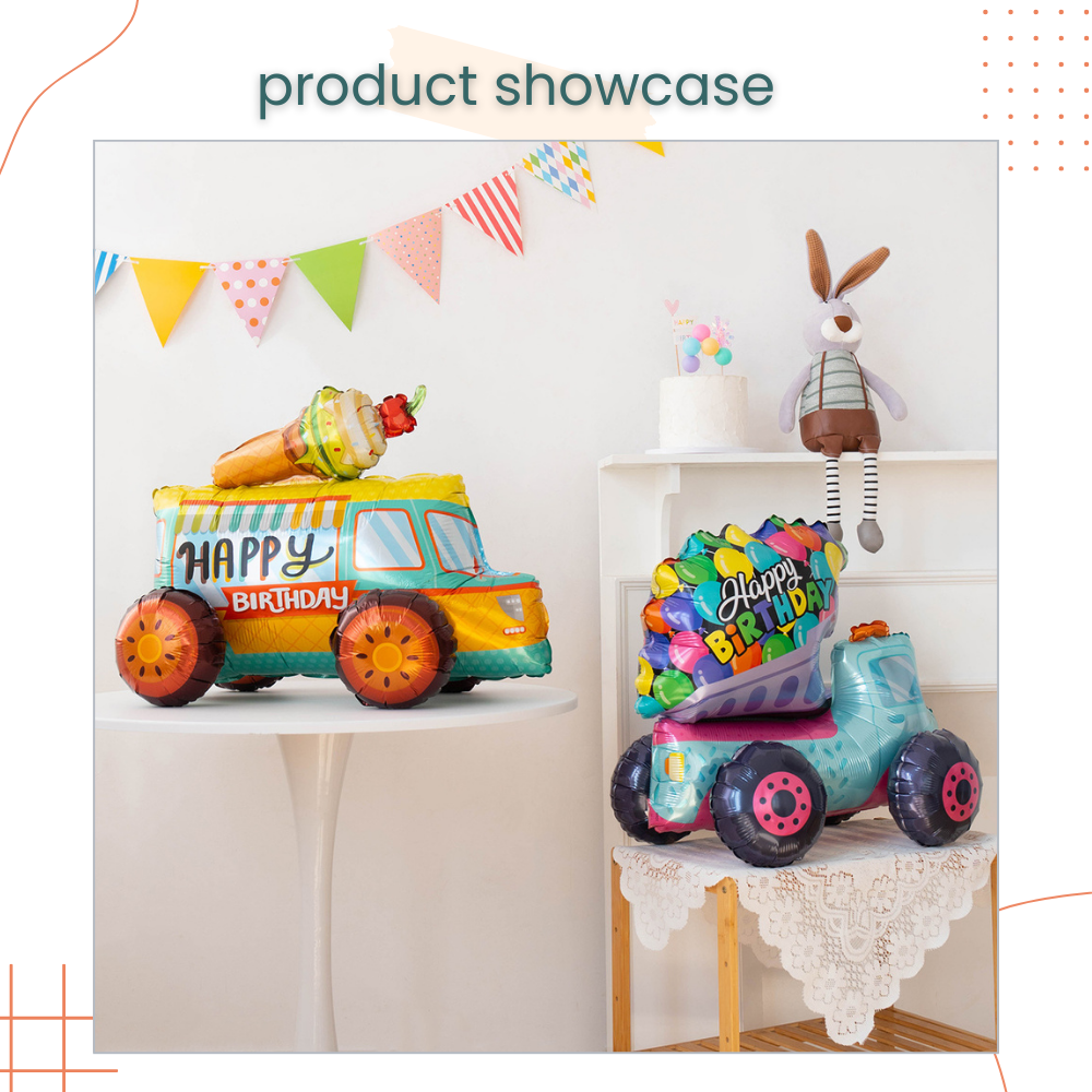 4D Standing Transportation Vehicle Foil Balloon Decoration for Birthday Party Event Celebration