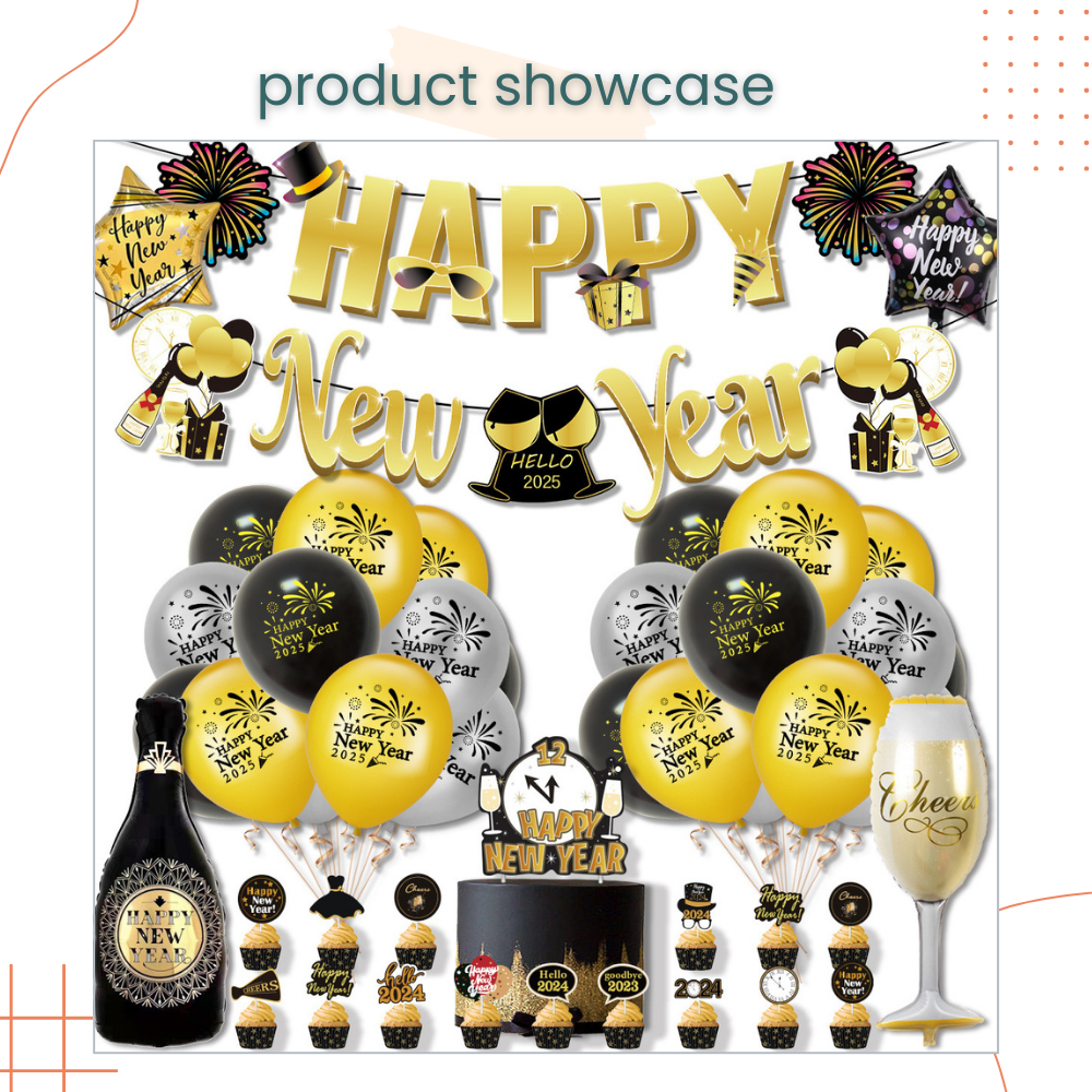 Happy New Year 2025 Balloon Decoration Pack for New Year Celebrations Parties