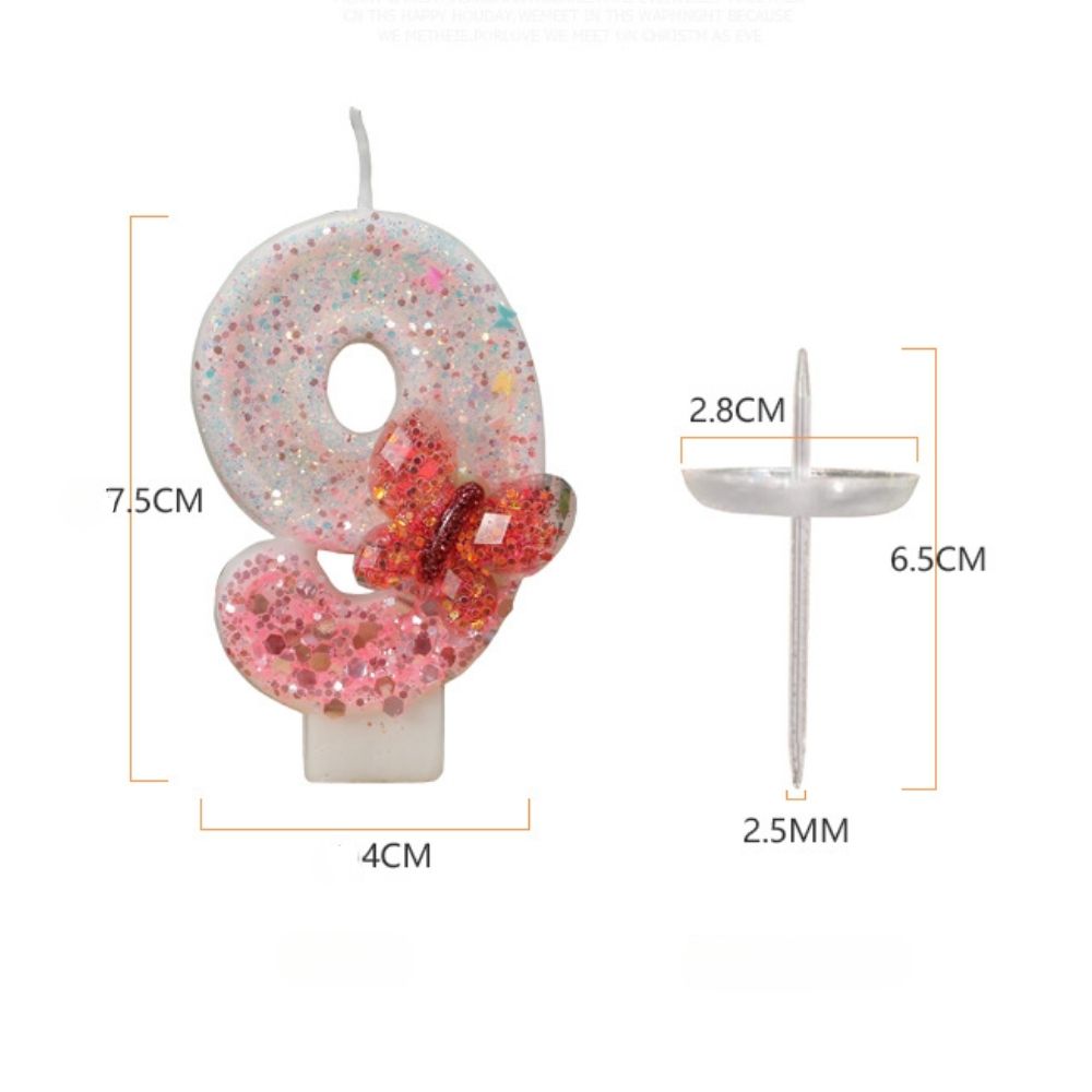 Fancy Crystal Butterfly Number Candle for birthday party cake decoration