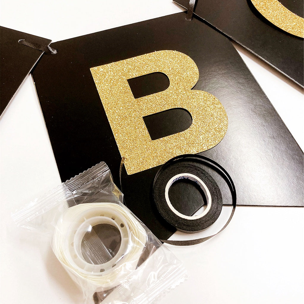 Happy Birthday Banner Black DIY Customised Banner for party wedding event decoration