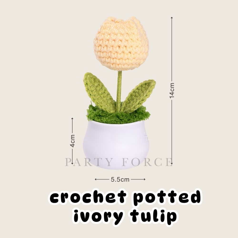 Crochet Sunflower Pot Tulip Pot Mother's Day Teachers Day Card Ribbon PVC Gift Bag