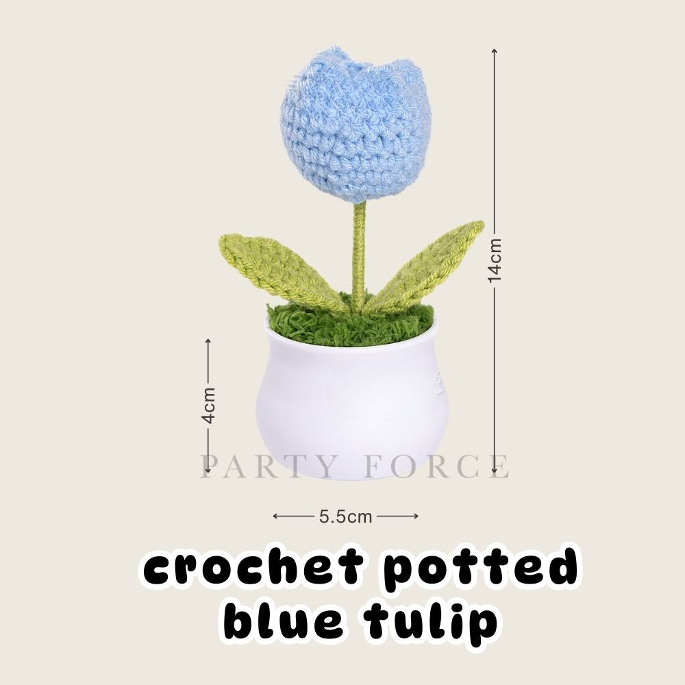 Crochet Sunflower Pot Tulip Pot Mother's Day Teachers Day Card Ribbon PVC Gift Bag