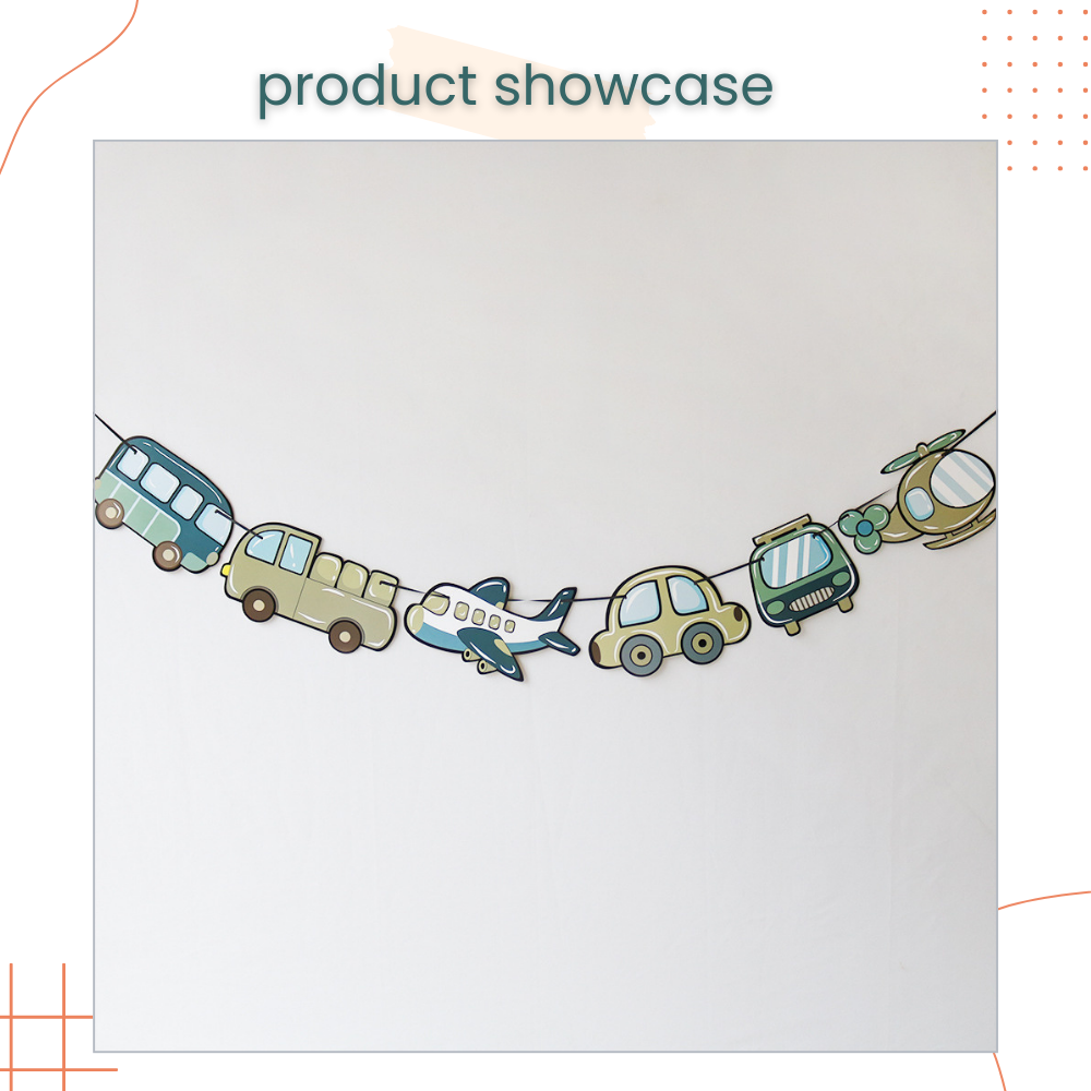 Morandi Transport Vehicle Car Banner Happy Birthday Party Decoration