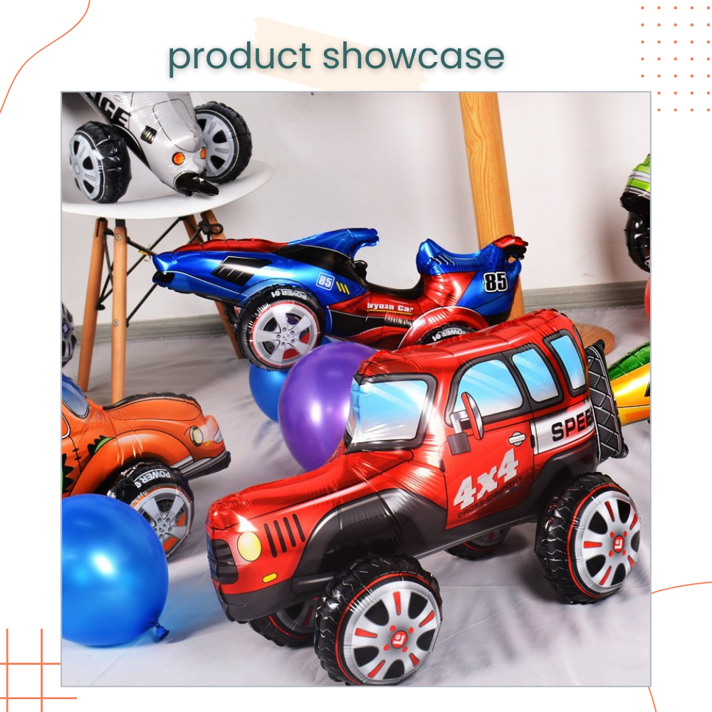 Racing Theme Standing Transportation Vehicle Foil Balloon Decoration