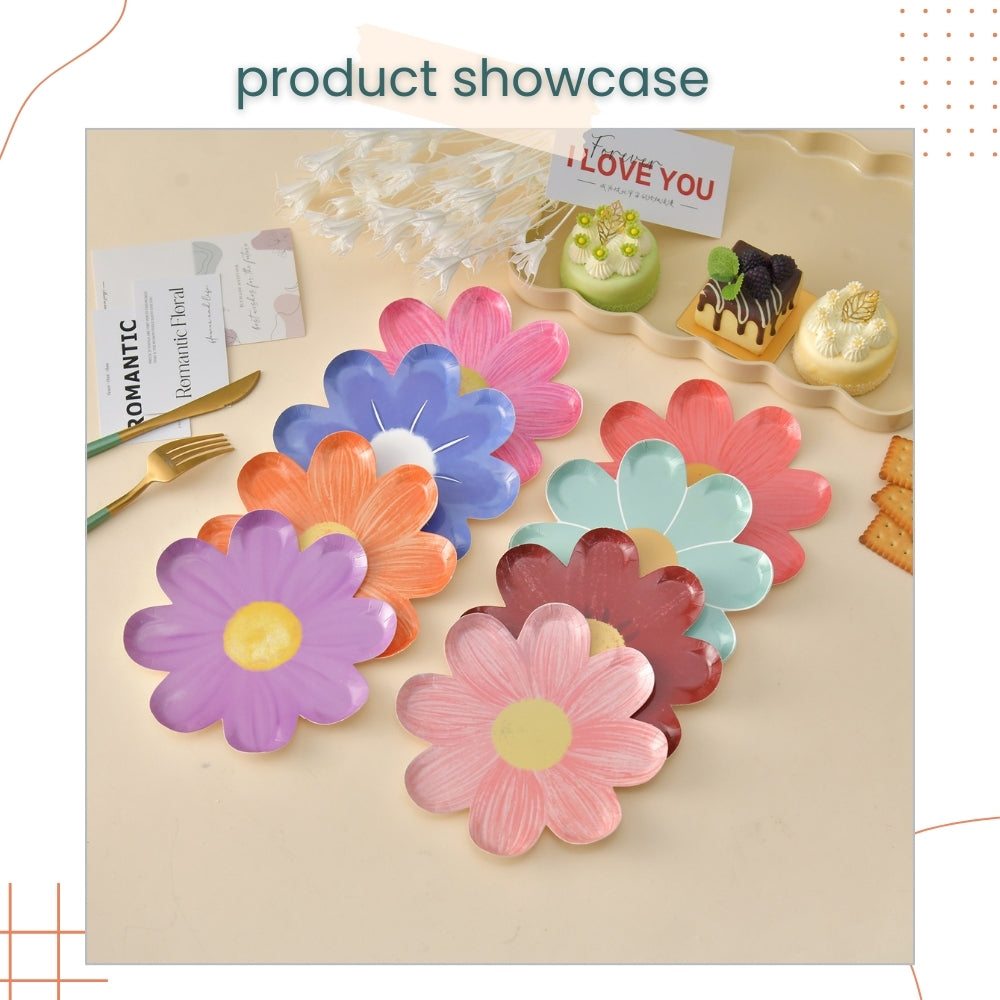 Colorful Rainbow Daisy Disposable Plates Napkins Tableware for Birthday Party