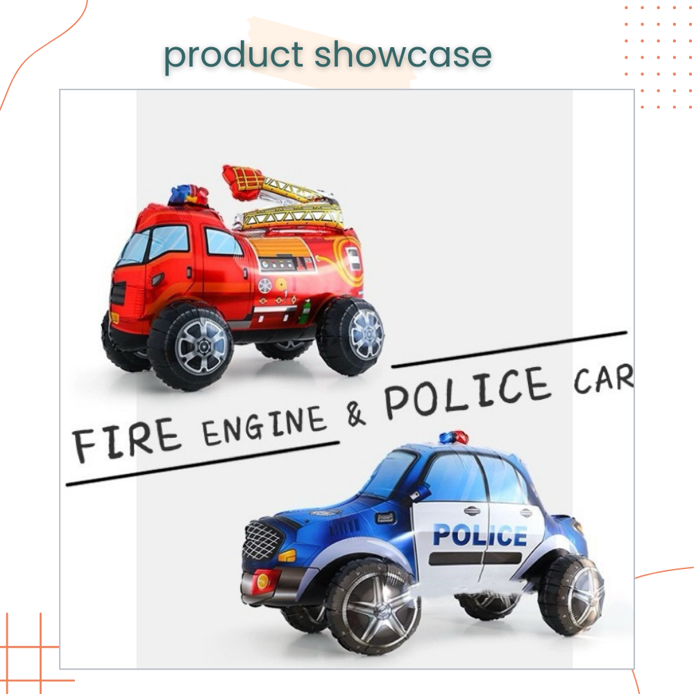 4D Standing Transportation Vehicle Foil Balloon Decoration for Birthday Party Event Celebration