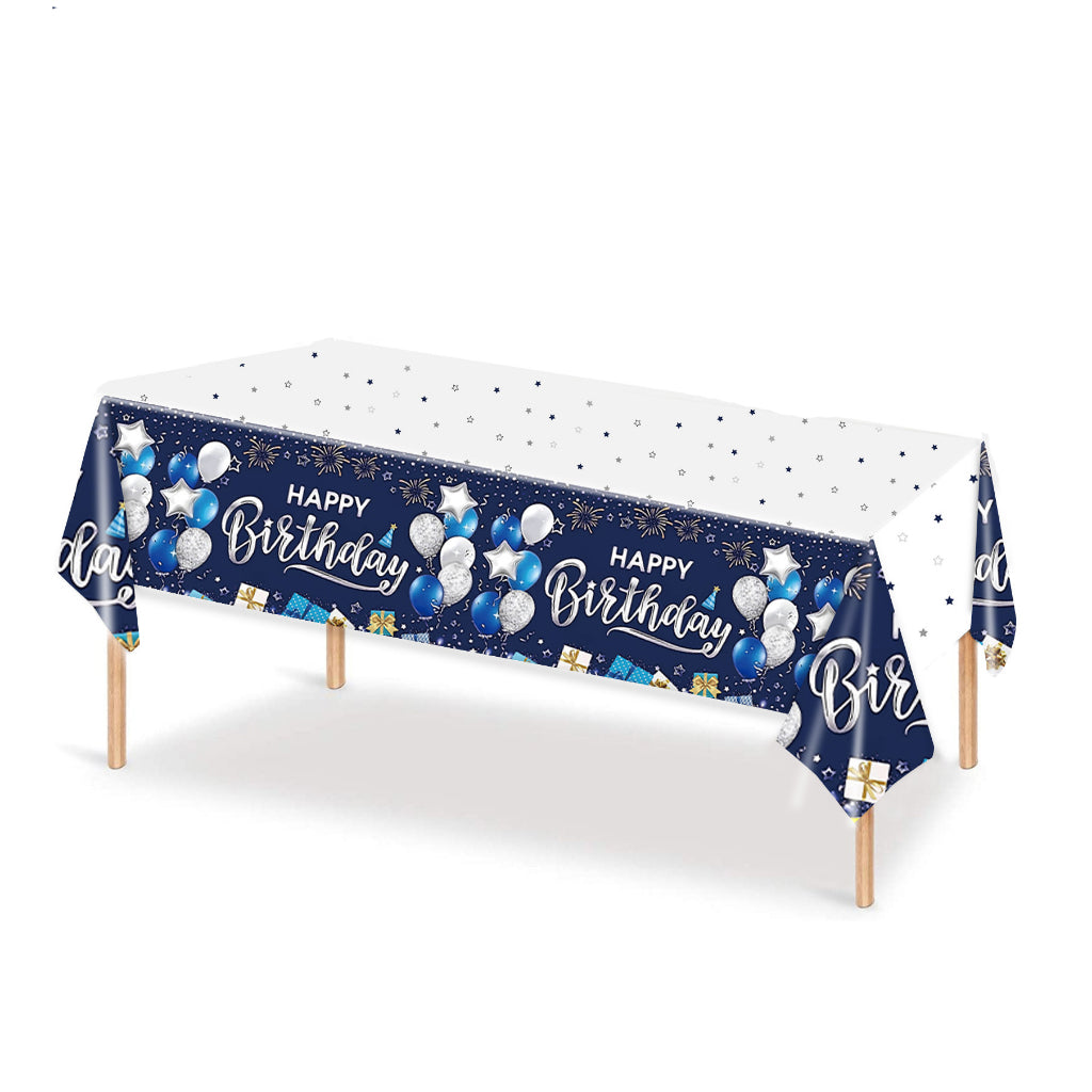 Happy Birthday Disposable Table Cloth - Dark Blue