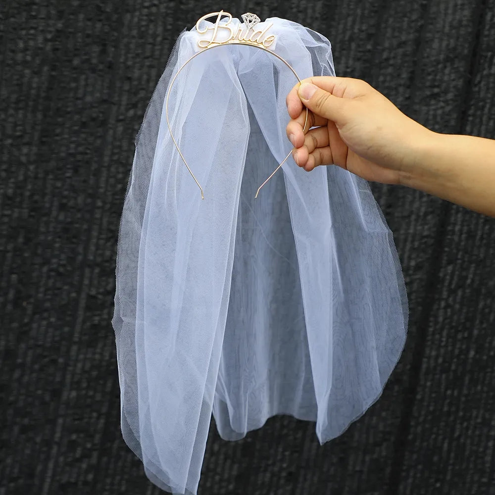 Veil with Diamond Tiara Bride To Be - Gold