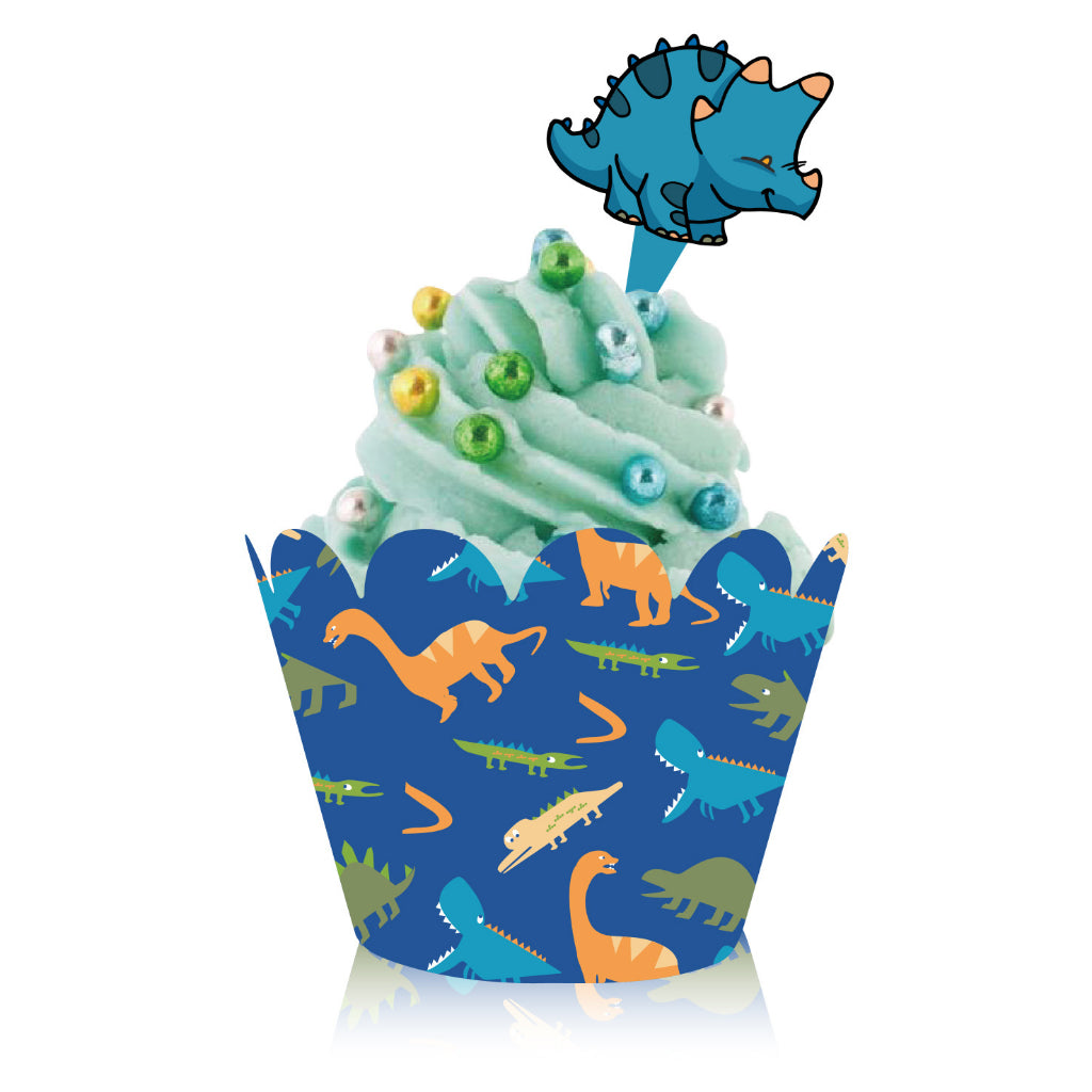 Dino Cupcake Paper Wrapper and Topper Set