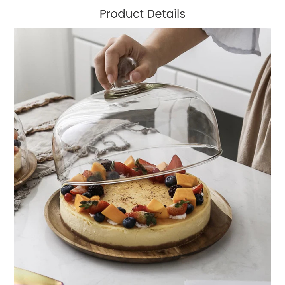 Acacia Wood Cake Stand Cake Tray With Dome for Birthday Party Wedding Event