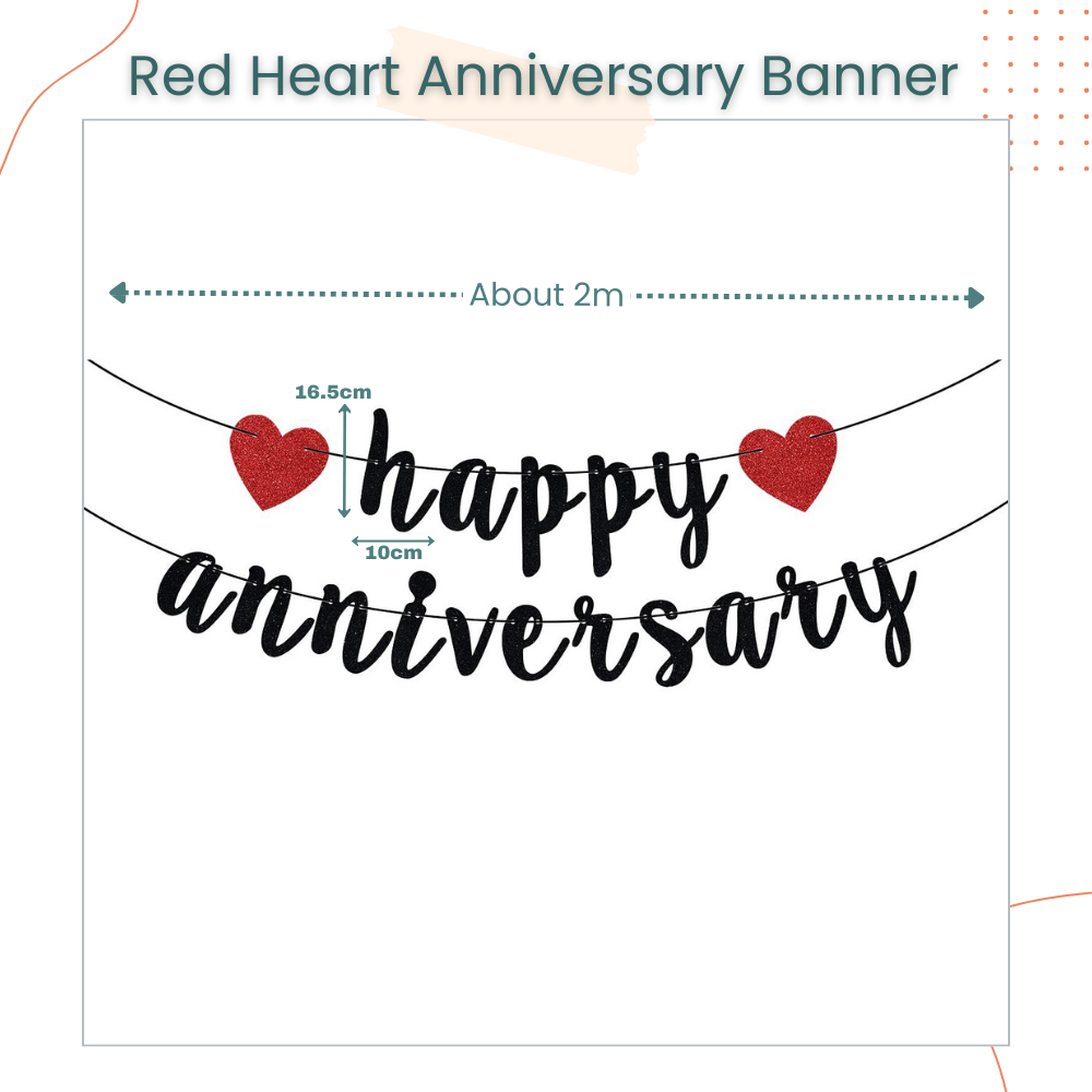Happy Anniversary Red Heart Cardstock Banner
