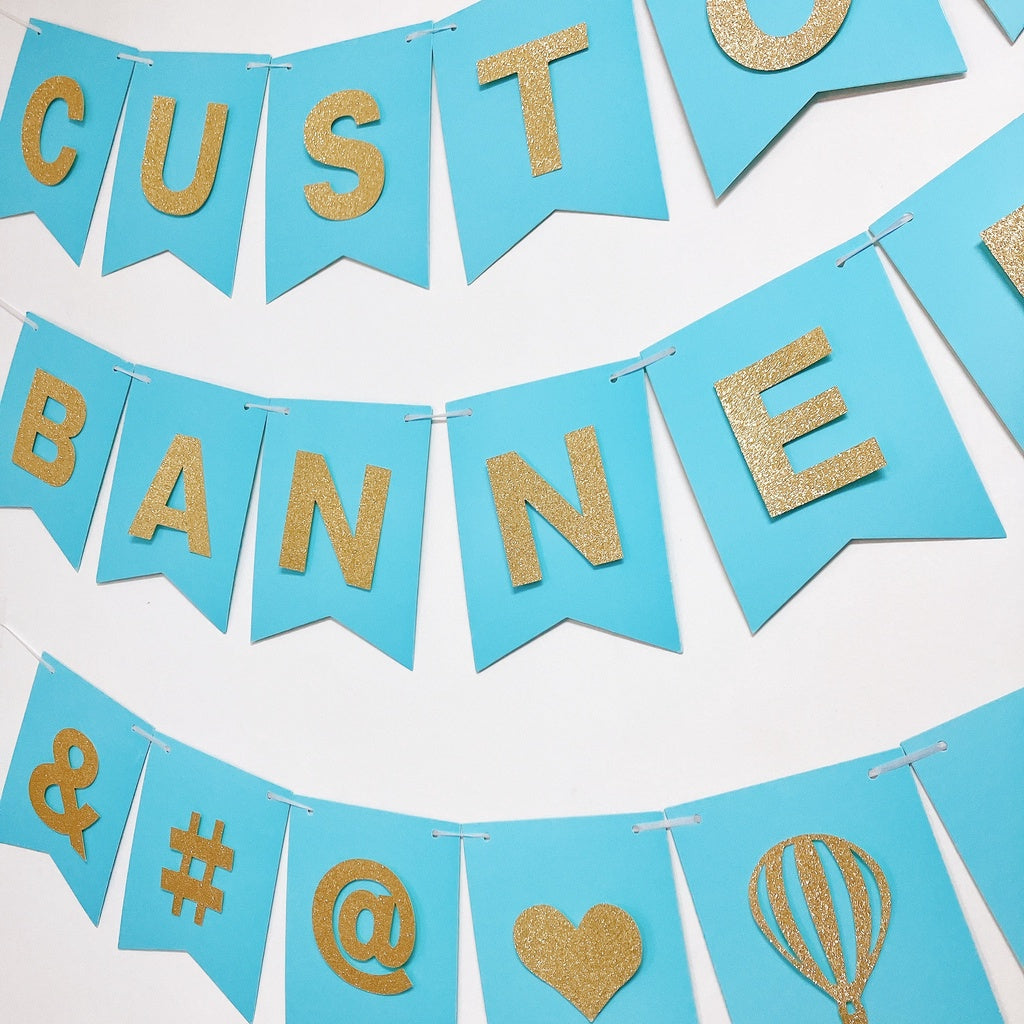 Happy Birthday Banner Blue DIY Customised Banner for Birthday party wedding event decoration