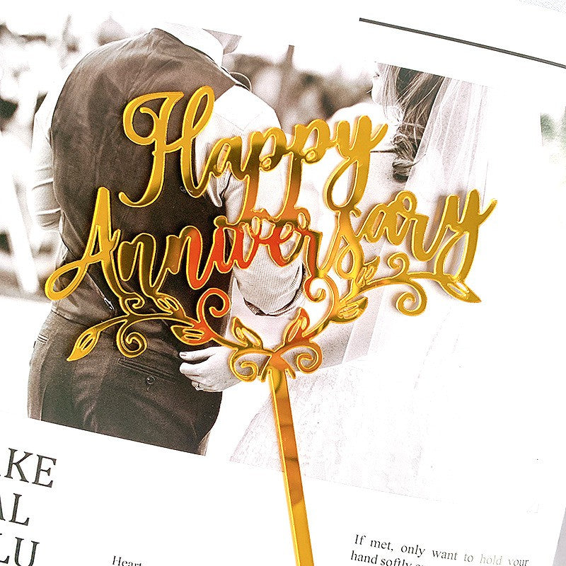 Happy Anniversary Acrylic Cake Topper for anniversary parties cake decoration