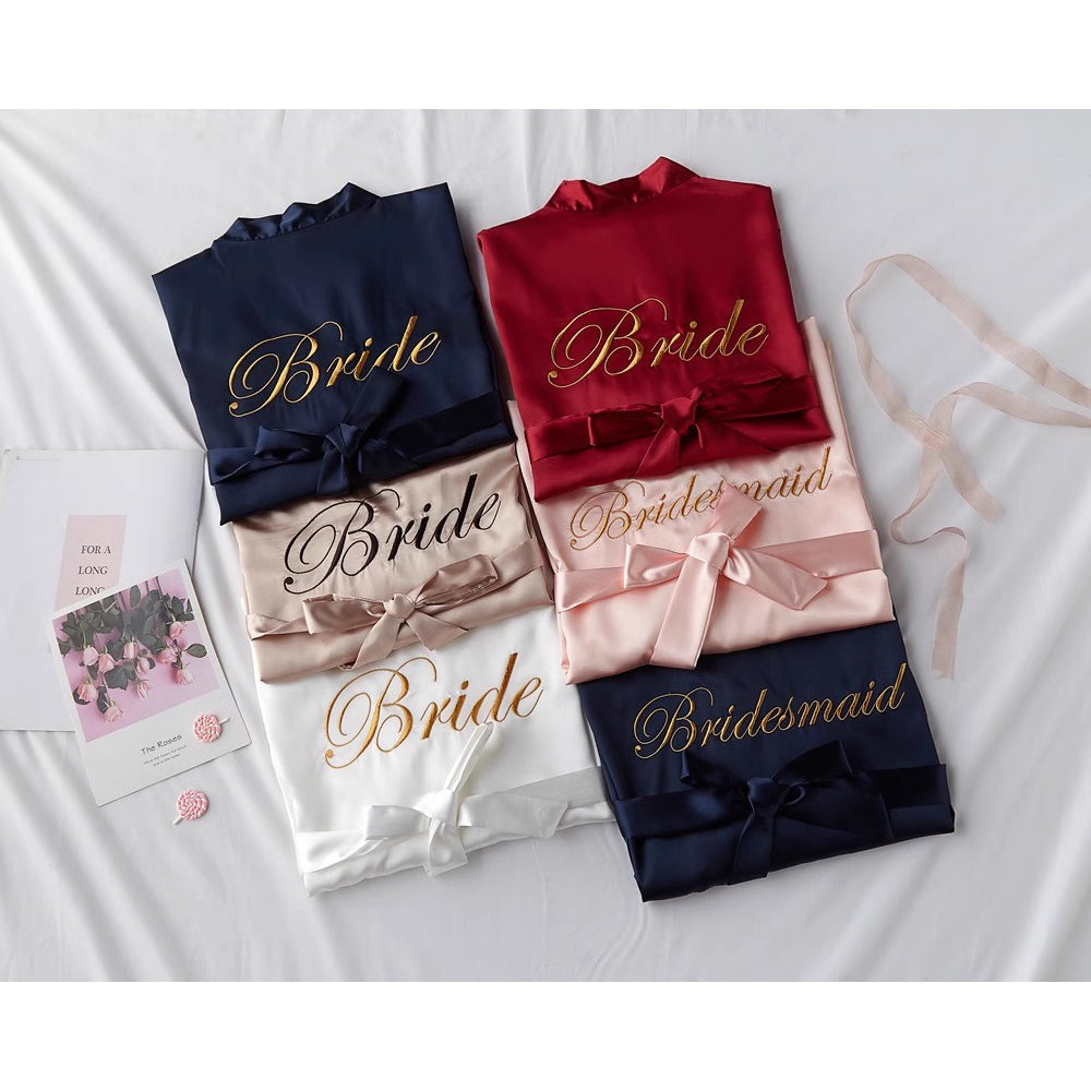 Bride To Be Bridesmaid Satin Robe - Champagne
