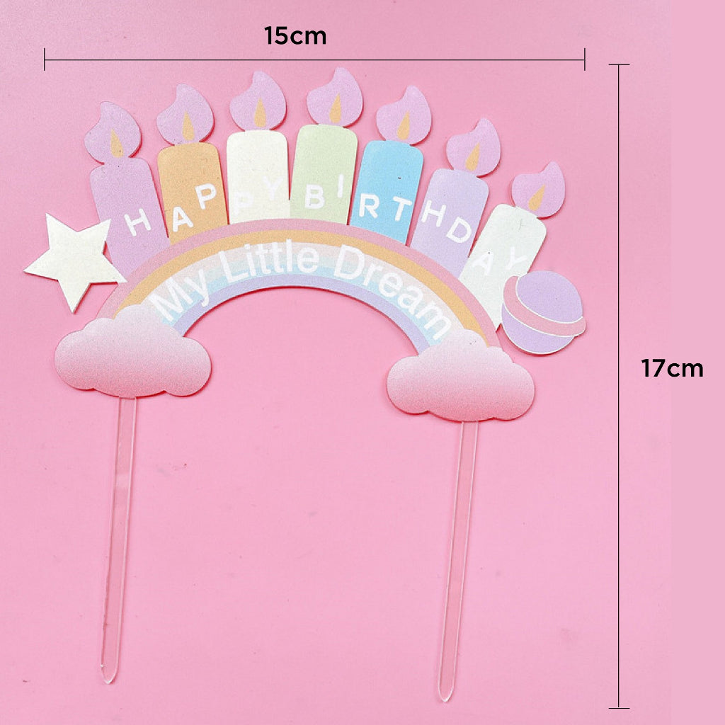 Rainbow Candle Birthday Cake Topper
