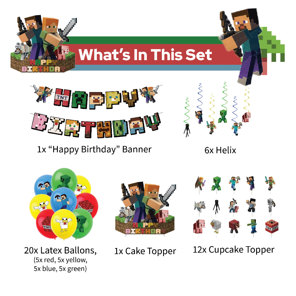 Minecraft Balloon Birthday Set 3