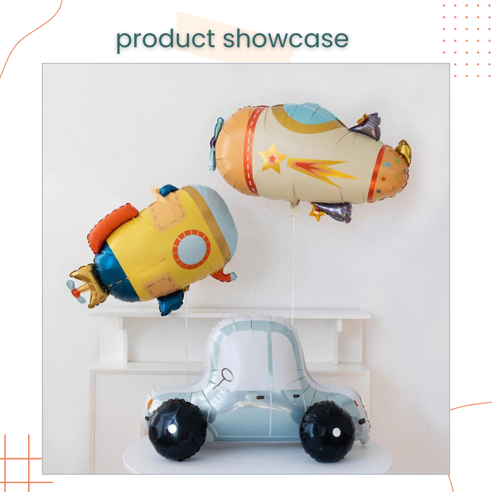 4D Standing Transportation Vehicle Foil Balloon Decoration for Birthday Party Event Celebration