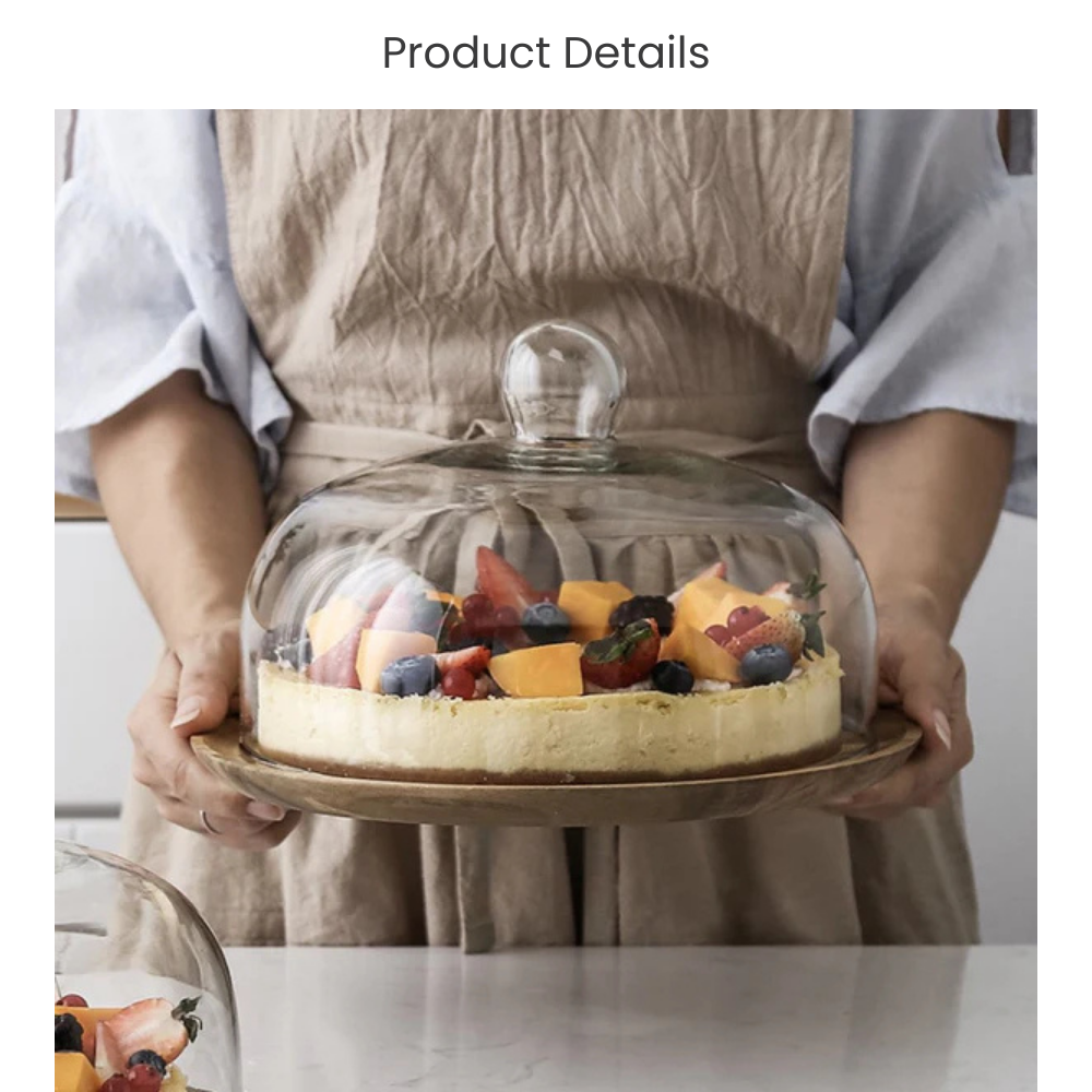 Acacia Wood Cake Stand Cake Tray With Dome for Birthday Party Wedding Event