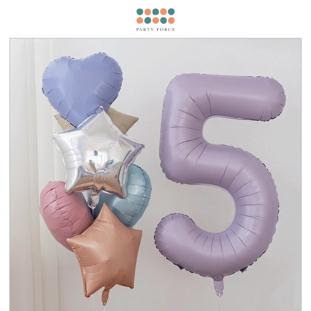 Helium Inflated - Pastel Purple Number with Mixed Foil Bouquet