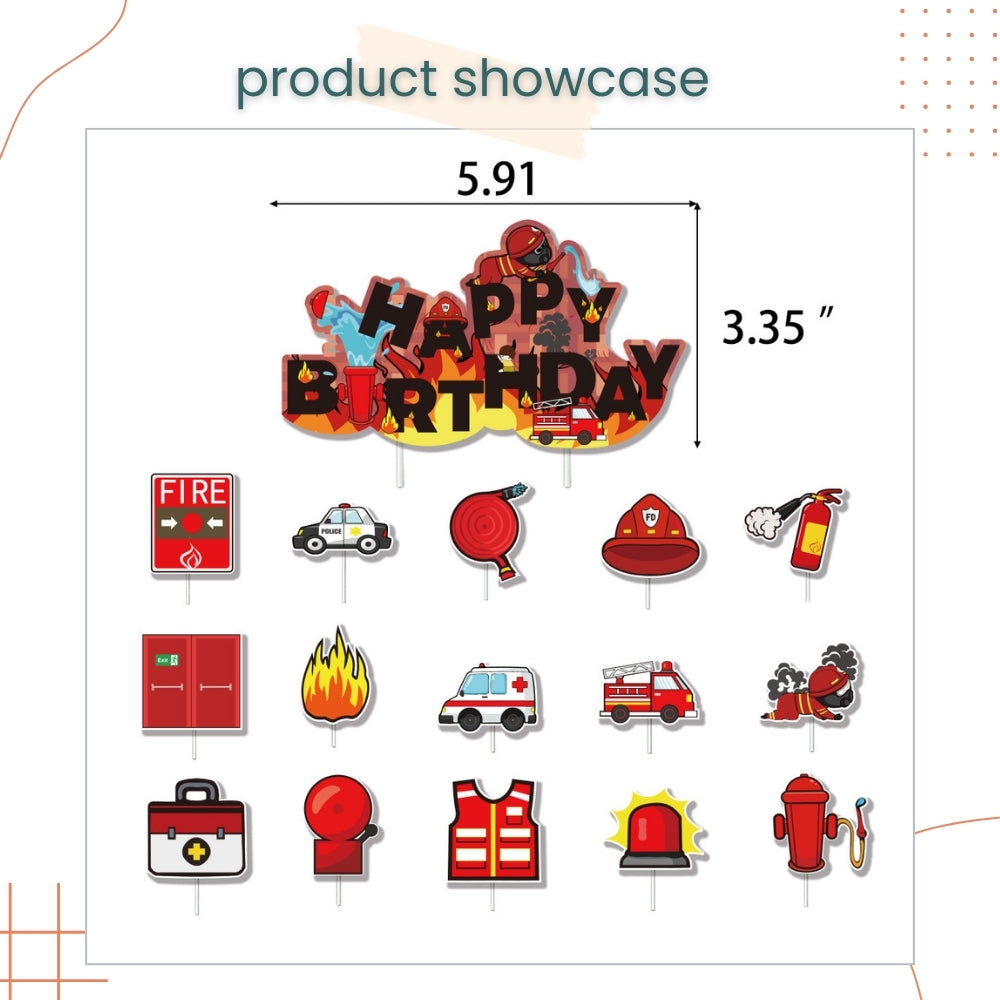 Fire Engine Birthday Decoration Pack for Party Event Celebration