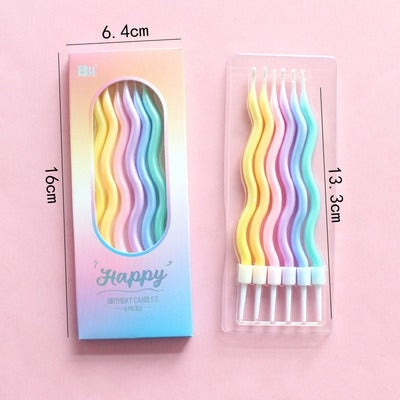 Pastel Rainbow Spiral Candles