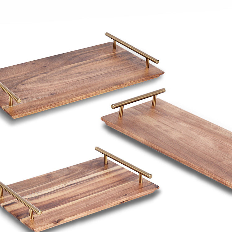 Wooden Serving Tray with Metal Handles (2 size options)